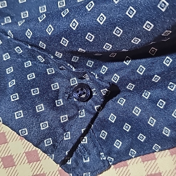 MOLOKAI SURF CO LG Dark Navy Blue Diamond Pattern collared button shirt - Picture 5 of 5